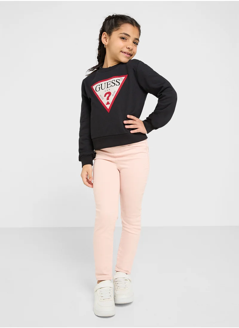جس Kids Logo Detail Long Sleeve T-Shirt