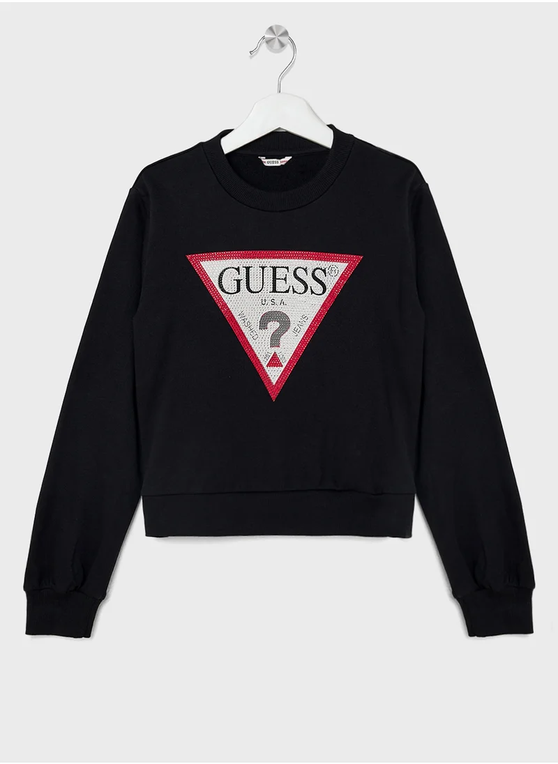 GUESS Kids Logo Detail Long Sleeve T-Shirt