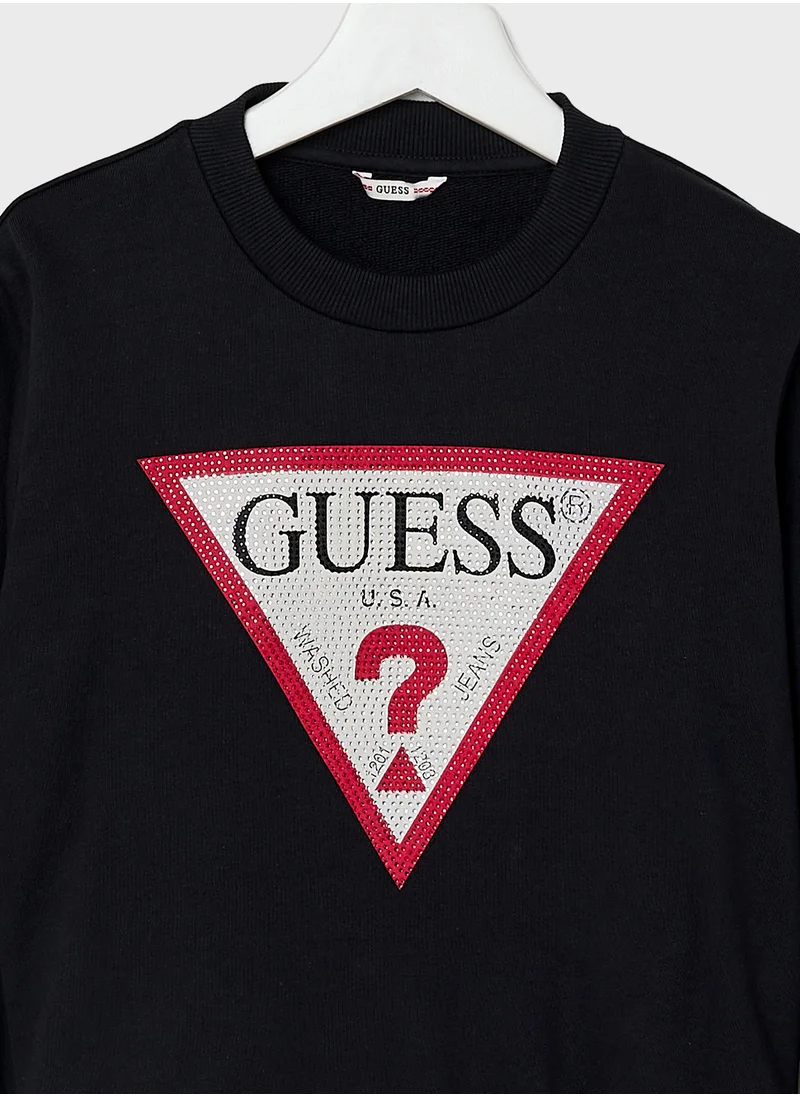 جس Kids Logo Detail Long Sleeve T-Shirt