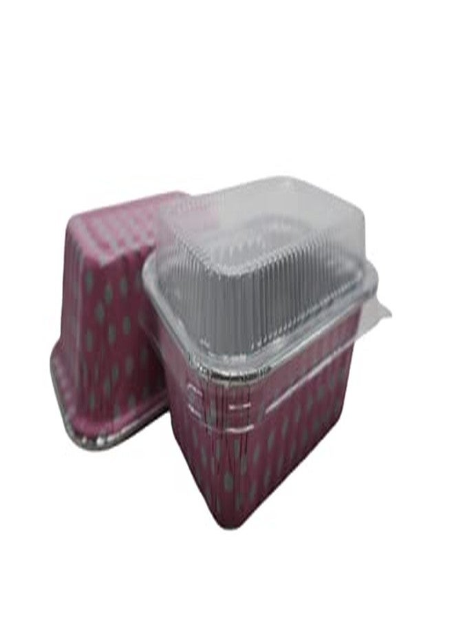 KitchenDance.com KitchenDance Disposable Pink Colored Aluminum Individual Sized Mini Loaf Pan with Lid - 6 Ounces Loaf Baking Pan for Breads,Cobblers - Aluminum Foil Pans Perfect for Baking, Preparing Food #4004P, 50 - Image 3