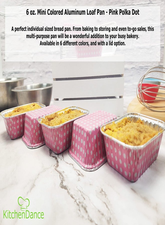 KitchenDance.com KitchenDance Disposable Pink Colored Aluminum Individual Sized Mini Loaf Pan with Lid - 6 Ounces Loaf Baking Pan for Breads,Cobblers - Aluminum Foil Pans Perfect for Baking, Preparing Food #4004P, 50 - Image 2