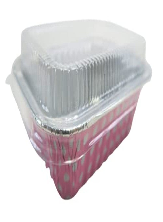 KitchenDance.com KitchenDance Disposable Pink Colored Aluminum Individual Sized Mini Loaf Pan with Lid - 6 Ounces Loaf Baking Pan for Breads,Cobblers - Aluminum Foil Pans Perfect for Baking, Preparing Food #4004P, 50 - Image 1