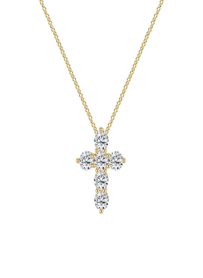 ASHINE 14K Gold Plated Cubic Zirconia Cross Necklace for Women | 14K Gold Necklaces for Women | Cross Faith Necklace for Women(14K Gold 20") - Image 1