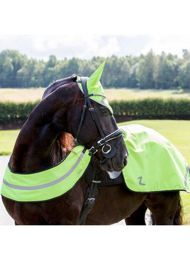 horze Horze High-Visibility Reflective Horse Quarter Sheet Riding Blanket with Fleece Lining - Yellow - Horse - Image 5