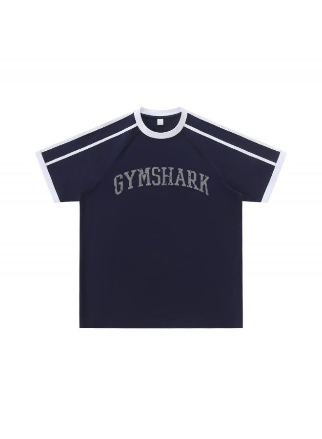 جيمشارك GYMSHARK American retro sports T-shirts for men and women with the same contrast color, short sleeves and loose breathable fitness and leisure tops. - Image 3
