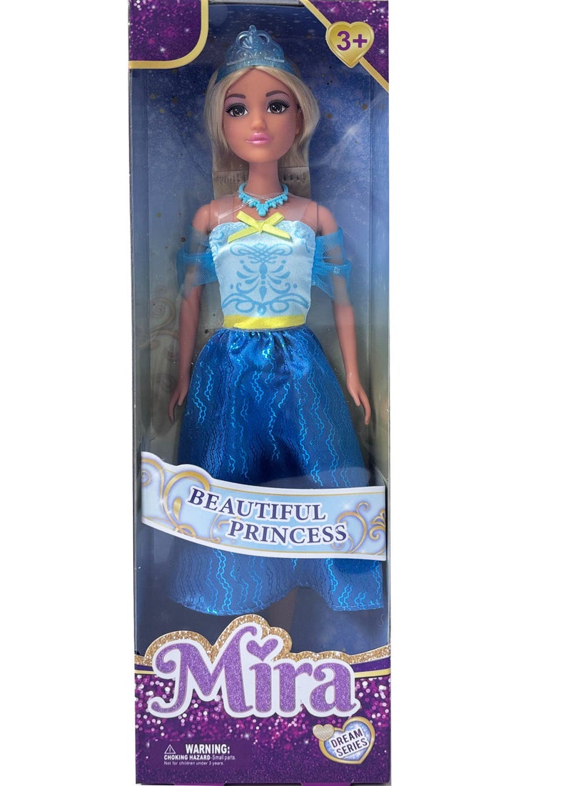 Mira Beautiful Princess Doll – 11.5 Inch Fashion Princess Doll with Blue Princess Dress | Girls Toys 3+ - Image 1
