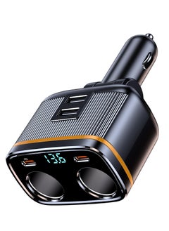 KASTWAVE USB C Car Charger Adapter, 145W Super Fast Cigarette Lighter USB Charger Adapter, with LED Voltmeter, USB C +USB A Car Phone Charger Adapter, for iPhone Samsung & More  - Image 1