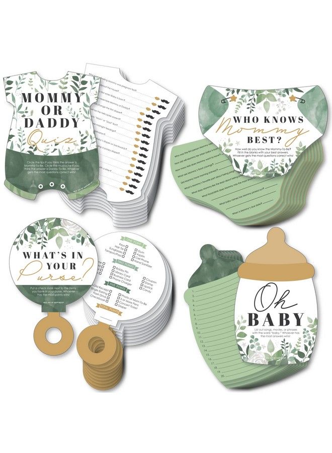 Big Dot of Happiness Boho Botanical Baby 4 Greenery Baby Shower Games 10 Cards Each Gamerific Bundle - Image 2