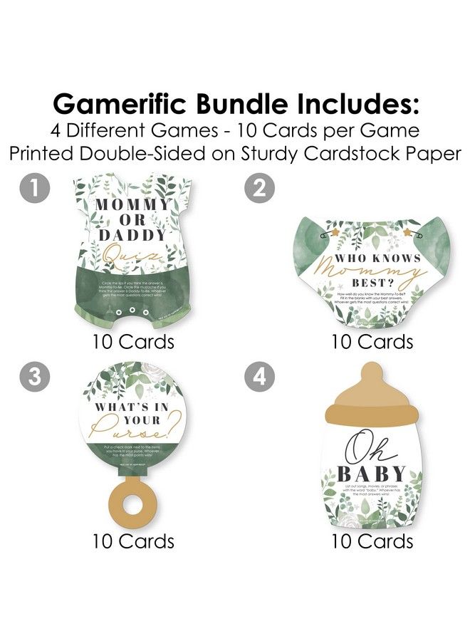 Big Dot of Happiness Boho Botanical Baby 4 Greenery Baby Shower Games 10 Cards Each Gamerific Bundle - Image 4