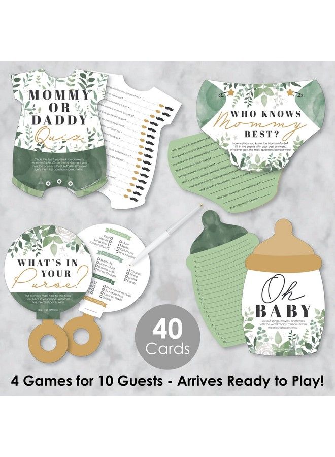 Big Dot of Happiness Boho Botanical Baby 4 Greenery Baby Shower Games 10 Cards Each Gamerific Bundle - Image 3