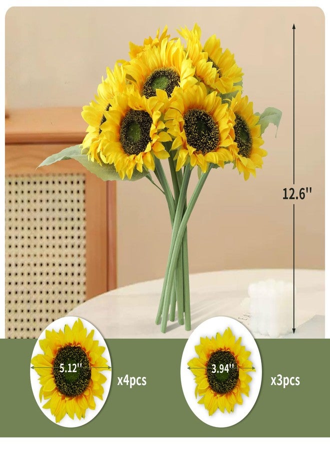 Leftover Sunflowers Artificial Flowers,7 Pcs Fake Sunflowers with Stems,Artificial Sunflower Bouquet for Sunflower Decor,Kitchen Decor,Silk Flowers for Home Decor Indoor,Flower Centerpieces for Tables - Image 2