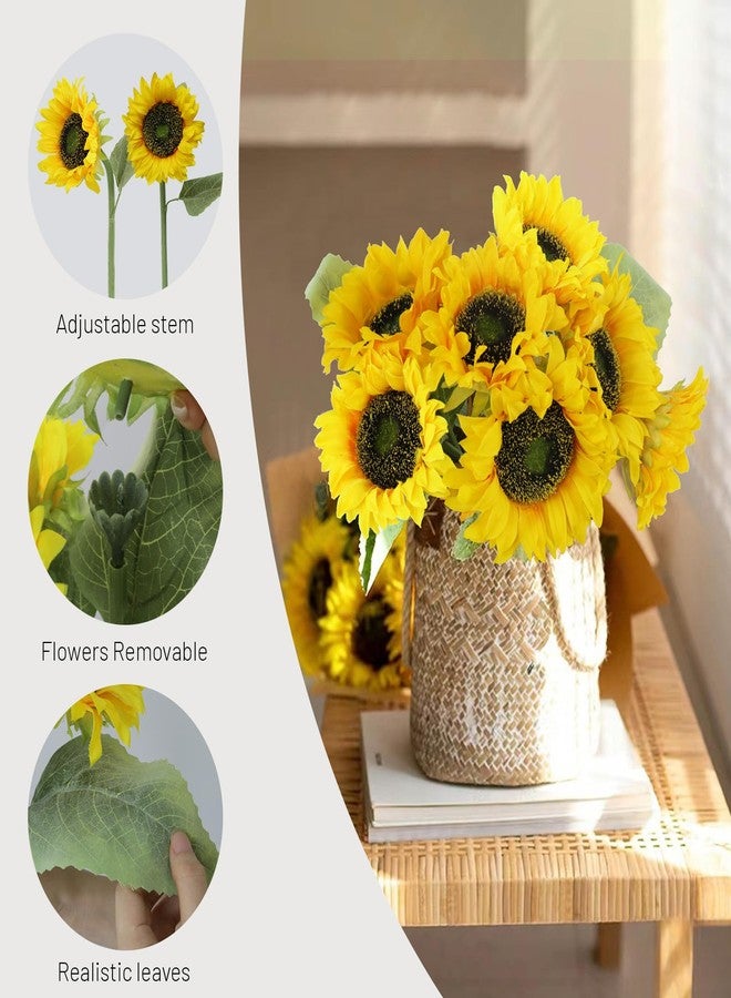 Leftover Sunflowers Artificial Flowers,7 Pcs Fake Sunflowers with Stems,Artificial Sunflower Bouquet for Sunflower Decor,Kitchen Decor,Silk Flowers for Home Decor Indoor,Flower Centerpieces for Tables - Image 3