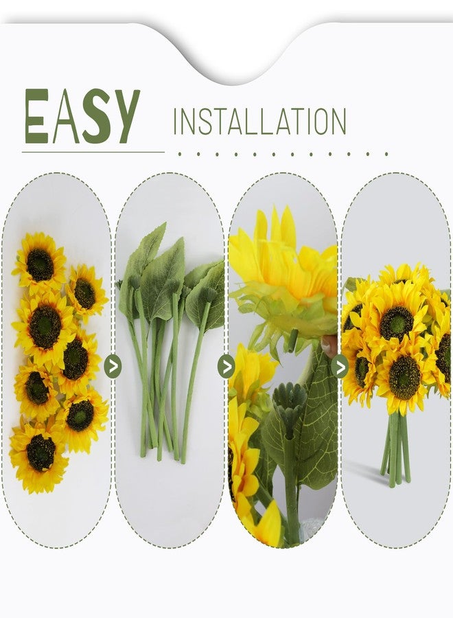 Leftover Sunflowers Artificial Flowers,7 Pcs Fake Sunflowers with Stems,Artificial Sunflower Bouquet for Sunflower Decor,Kitchen Decor,Silk Flowers for Home Decor Indoor,Flower Centerpieces for Tables - Image 4