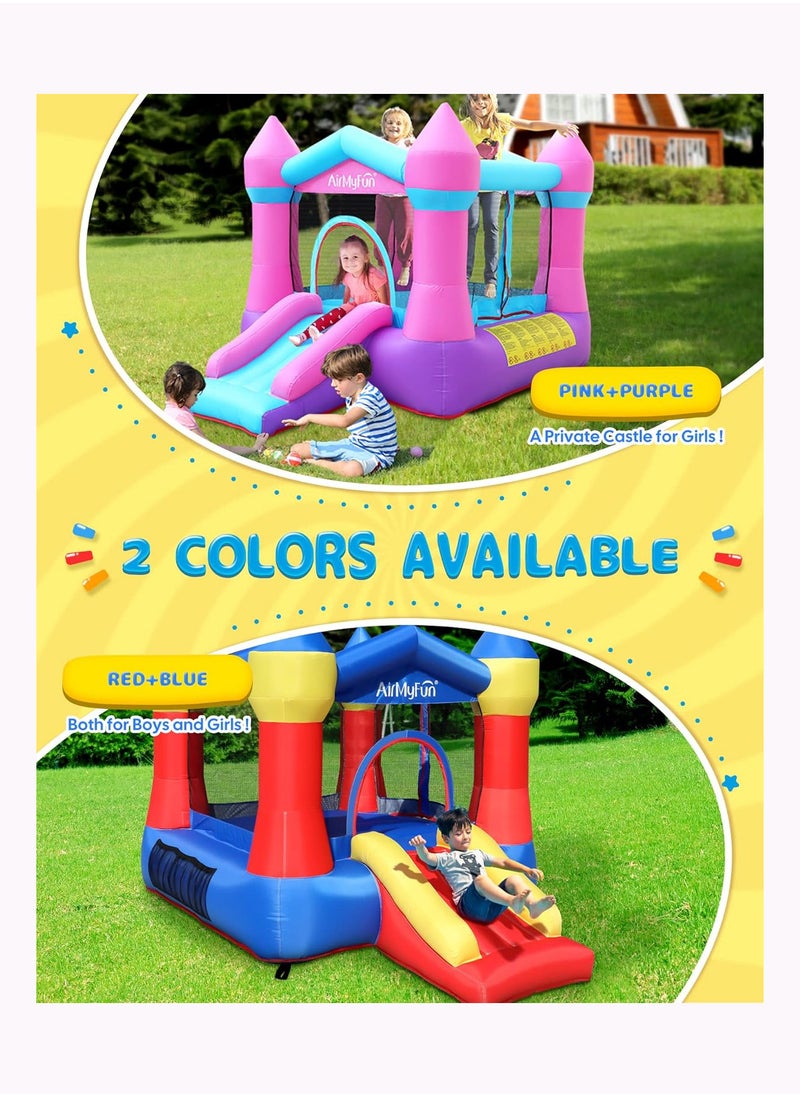 AirMyFun Inflatable Bouncer Jumping Castle - Bounce House with Slide and Safe Velcro Entrance Including 350W Blower, Bouncer Stakes, Carry Bag Indoor/Outdoor Bouncer with Double Sewn Beams, 82011B  - Image 2