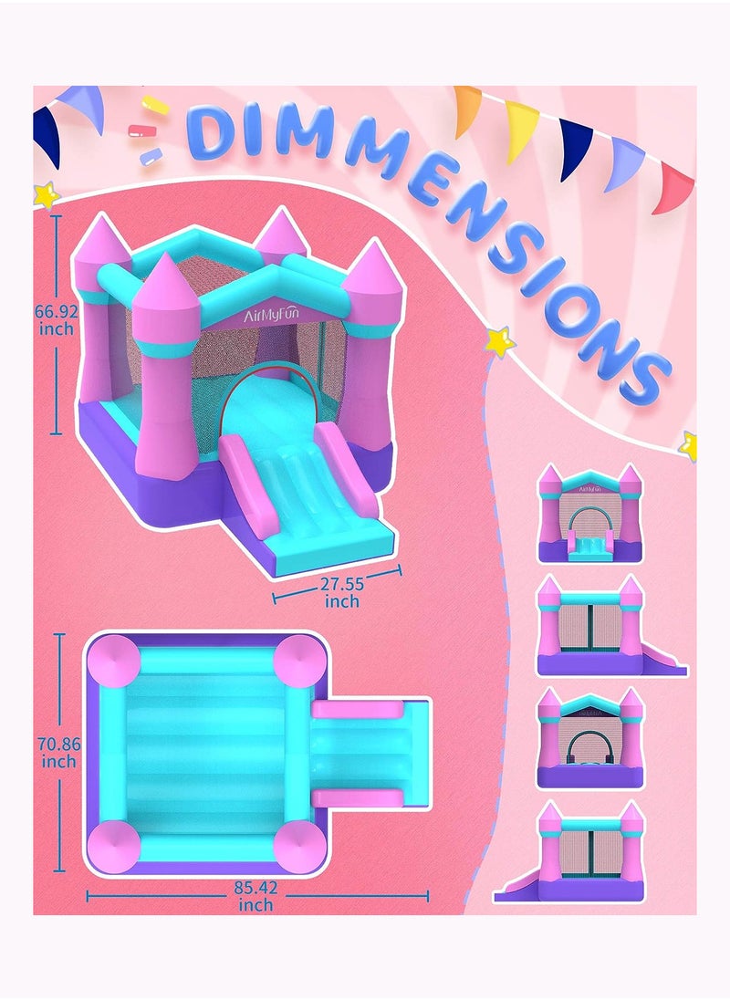 AirMyFun Inflatable Bouncer Jumping Castle - Bounce House with Slide and Safe Velcro Entrance Including 350W Blower, Bouncer Stakes, Carry Bag Indoor/Outdoor Bouncer with Double Sewn Beams, 82011B  - Image 3