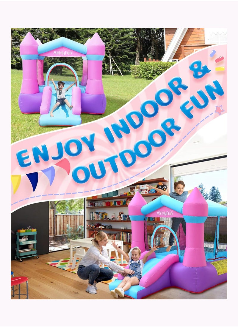AirMyFun Inflatable Bouncer Jumping Castle - Bounce House with Slide and Safe Velcro Entrance Including 350W Blower, Bouncer Stakes, Carry Bag Indoor/Outdoor Bouncer with Double Sewn Beams, 82011B  - Image 4