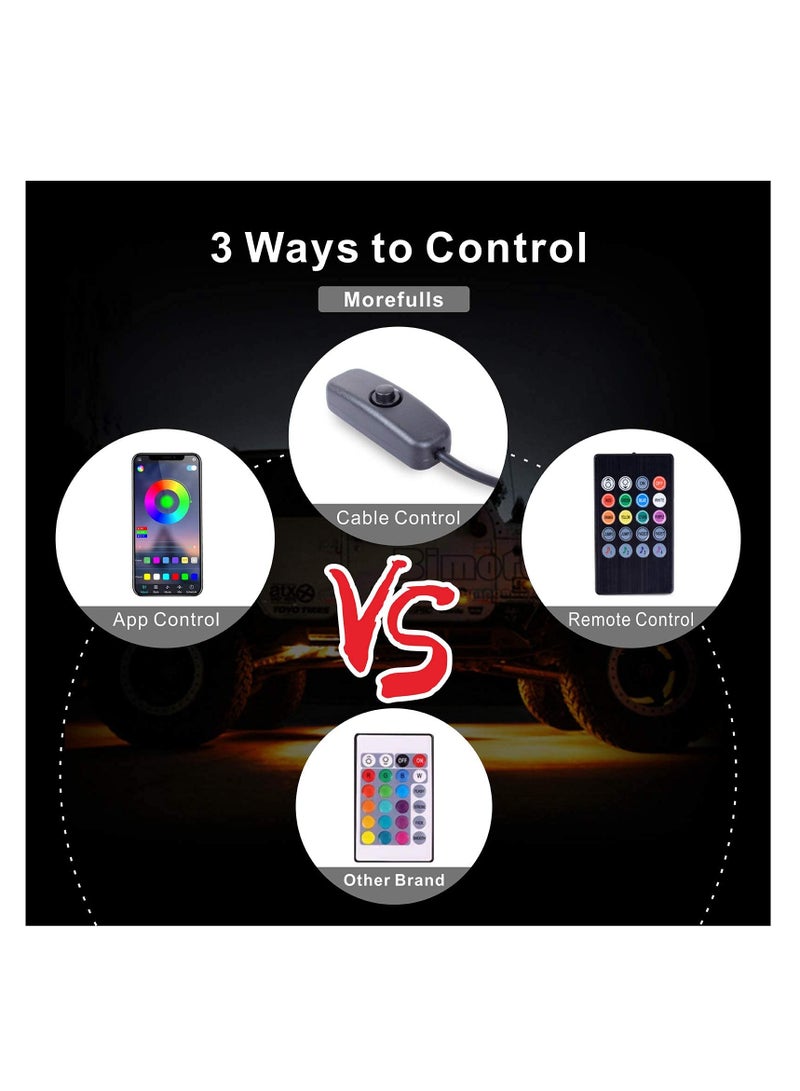 إسكدنيا Waterproof RGB LED Rock Lights 4Pcs Neon Underglow Lighting Kit with APP  Wireless Remote Control, Auto Wheel Exterior Underglow Lights Under Car Lights for SUV Truck AUTO Motorcycle - Image 3