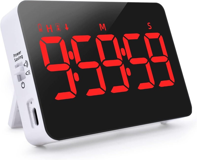 PERSUPER Digital Timer Kitchen Timer Count Down Up Rechargeable Kitchen Gadgets Vibration Mode Adjustable Volume and Brightness LED Display Time Management for Cook, Desk, Kids Adults Study Teaching - Image 1