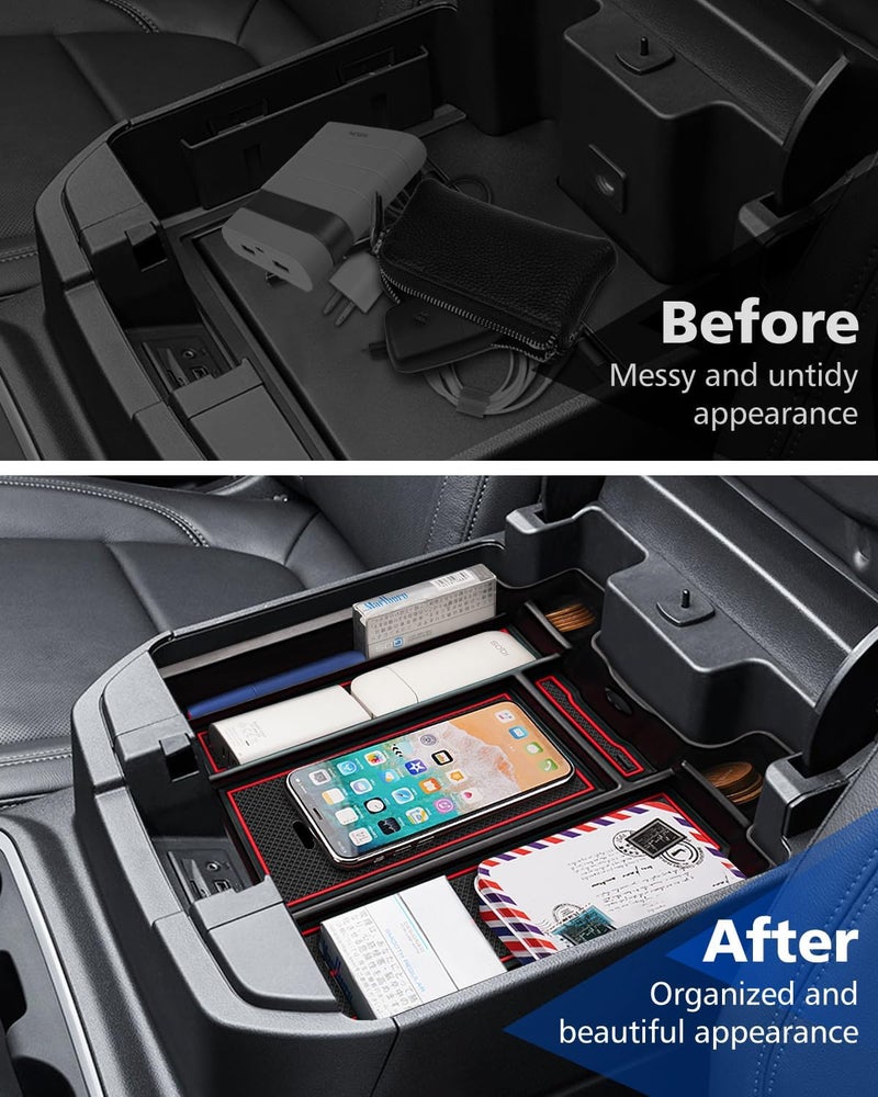 FIILINES Affordable purchase options Center Console Organizer Tray for Chevrolet Silverado/GMC Sierra 1500 2019-2022 and Silverado/Sierra 2500HD 3500HD 2020-2023 Accessories (Full Console Bucket Seats ONLY) Safe silicone build - Image 3