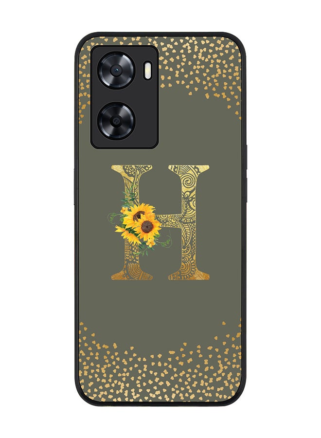 Stylizedd Rugged Black edge case for OnePlus Nord N20 SE Slim fit Soft Case Flexible Rubber Edges Anti Drop TPU Gel Thin Cover - Custom Monogram Initial Letter Floral Pattern Alphabet - H (Olive Green ) - Image 1