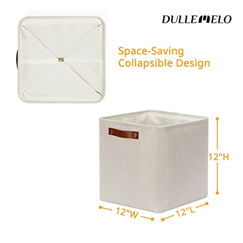 DULLEMELO سلال ديلميلو للتنظيم، صناديق تخزين مكعبة 12x12 للتخزين للألعاب والكتب والملابس، سلة تخزين قابلة للطي للمكتب والمنزل والرفوف والخزائن (4 عبوات - 12" بيج) - Image 2