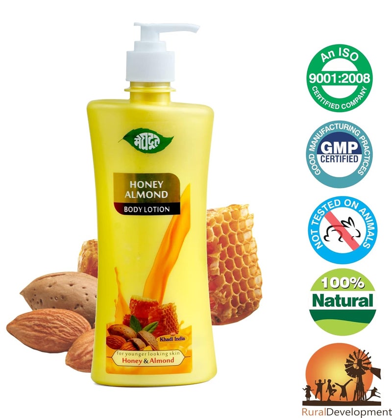 Meghdoot Natural Honey Almond Intense Hydrating Body Lotion Enriched With Extracts of Brahmi and Aloe vera for Pigmentation and Dry Skin Soft and Glowing Skin 500ml Pack of 1 - Image 3