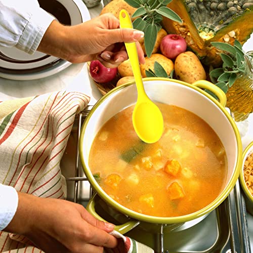 Junwapy 4 Pieces Silicone Mixing Spoon Heat Resistant Basting Utensil Non-stick Spoon 8.2" Multicolored Spoons Set for Mixing, Baking, Serving, Stirring and Scraping (Red, Green, Yellow, Orange) - Image 2