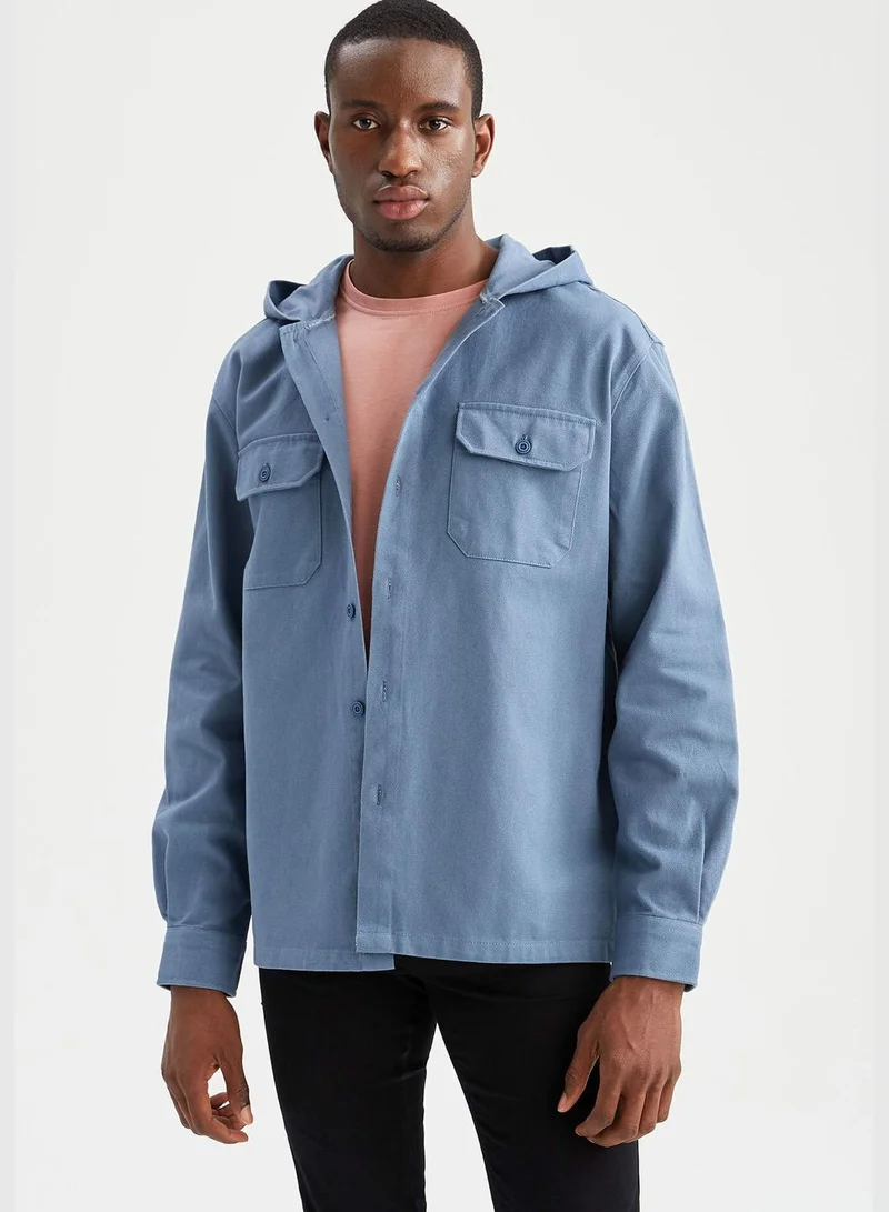 ديفاكتو Relax Fit Long Sleeve Gabardine Shirt
