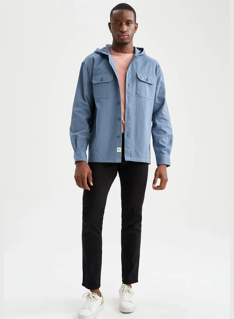 ديفاكتو Relax Fit Long Sleeve Gabardine Shirt