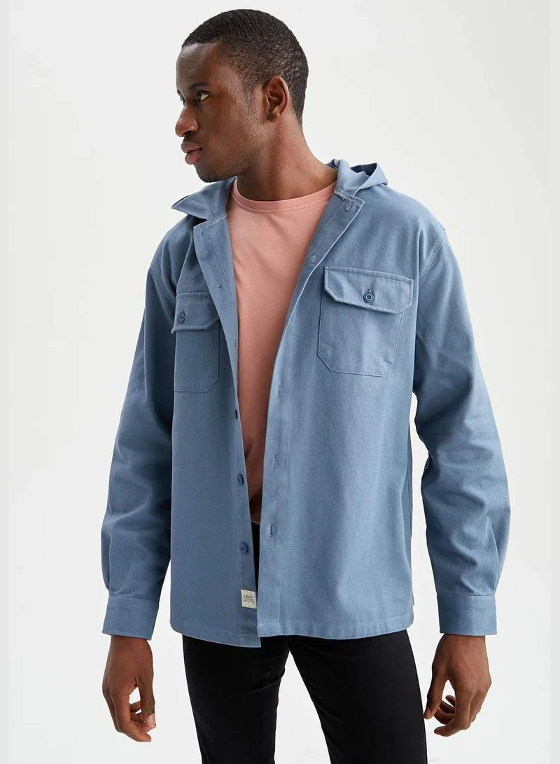 ديفاكتو Relax Fit Long Sleeve Gabardine Shirt