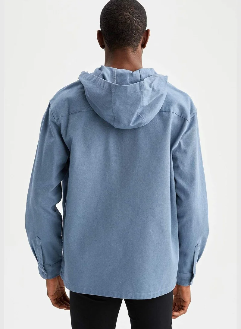 ديفاكتو Relax Fit Long Sleeve Gabardine Shirt