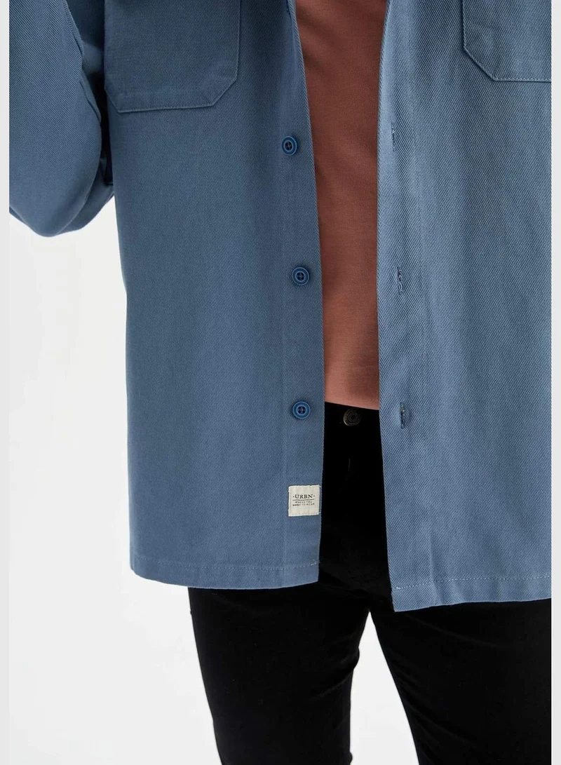 ديفاكتو Relax Fit Long Sleeve Gabardine Shirt