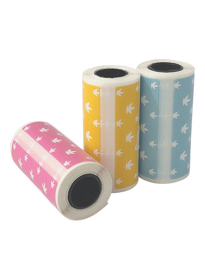 NIBEMINENT Pack Of 3 A6 PeriPage Thermal Printer Direct Label Rolls Yellow/Pink/Blue  - Image 1