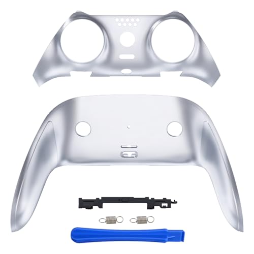 eXtremeRate Top Bottom Decorative Trim Shell Compatible with p s 5 Edge Controller DIY Replacement Front Back Clip Shell Custom Chrome Silver Plates Cover Compatible with p s 5 Edge Controller - Image 1