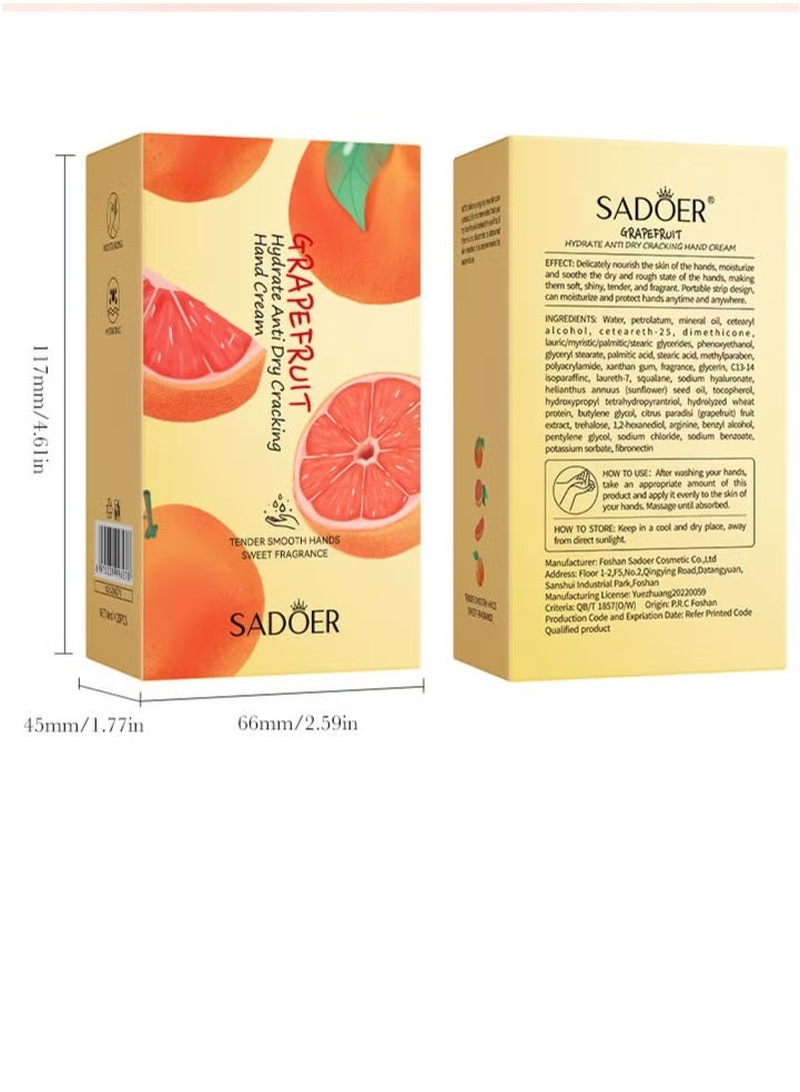 SADOER Grapefruit Rejuvenating Hand Cream for Autumn and Winter 1 box * 20 strips  - Image 4