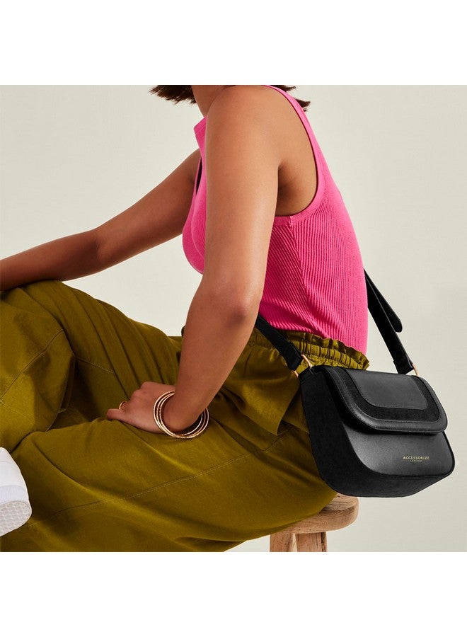 Accessorize London Women's Black Suede Sling bag for women | Ladies Purse Handbag - Image 2