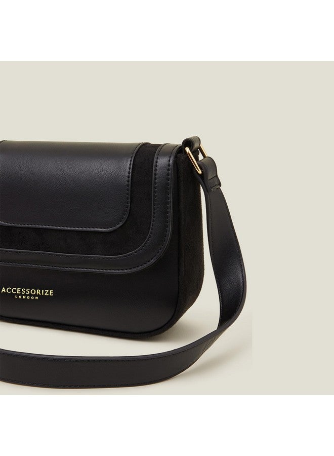 Accessorize London Women's Black Suede Sling bag for women | Ladies Purse Handbag - Image 4