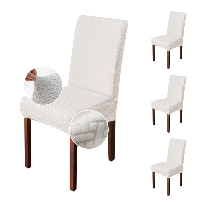 Genina Chair Covers for Dining Room Chair Covers Dining Chair Slipcovers Stretch Kitchen Parsons Chair Covers White 4 PCS