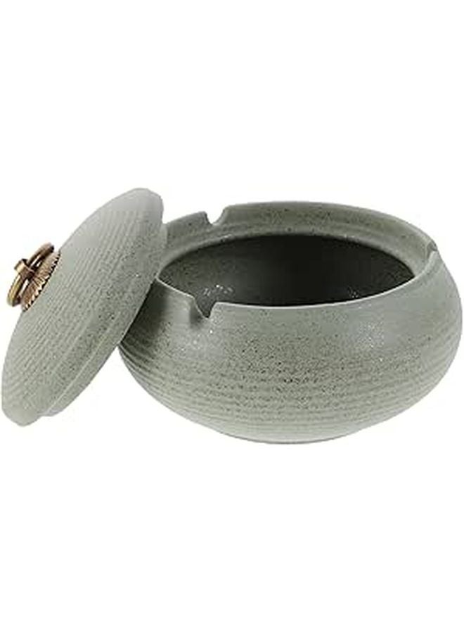 Ceramic Ashtray With Lid Portable Windproof For Indoor Outdoor Patio Living Room Use - Image 1