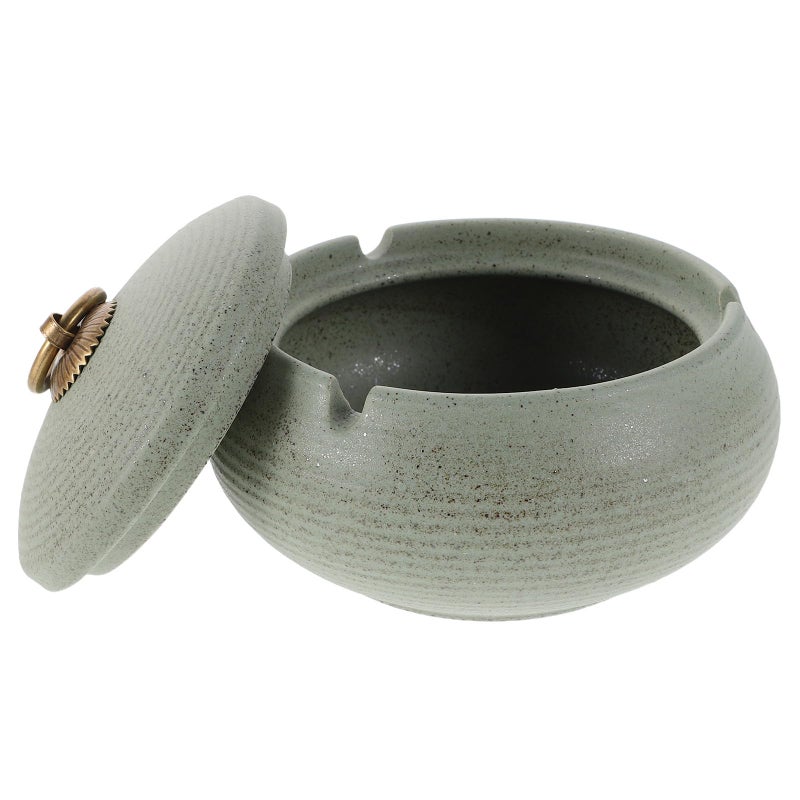 Ceramic Ashtray With Lid Portable Windproof For Indoor Outdoor Patio Living Room Use - Image 2