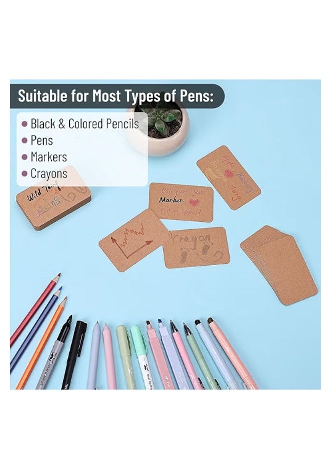 واي جيه 200 قطعة بطاقة عمل فارغة ، بطاقة تعليم ورق كرافت ، بطاقة ملاحظة ، بطاقة هدايا رسالة عيد الشكر أبيض ، لون جلد البقر - Image 4