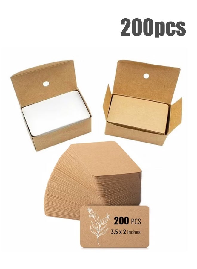 واي جيه 200 قطعة بطاقة عمل فارغة ، بطاقة تعليم ورق كرافت ، بطاقة ملاحظة ، بطاقة هدايا رسالة عيد الشكر أبيض ، لون جلد البقر - Image 1