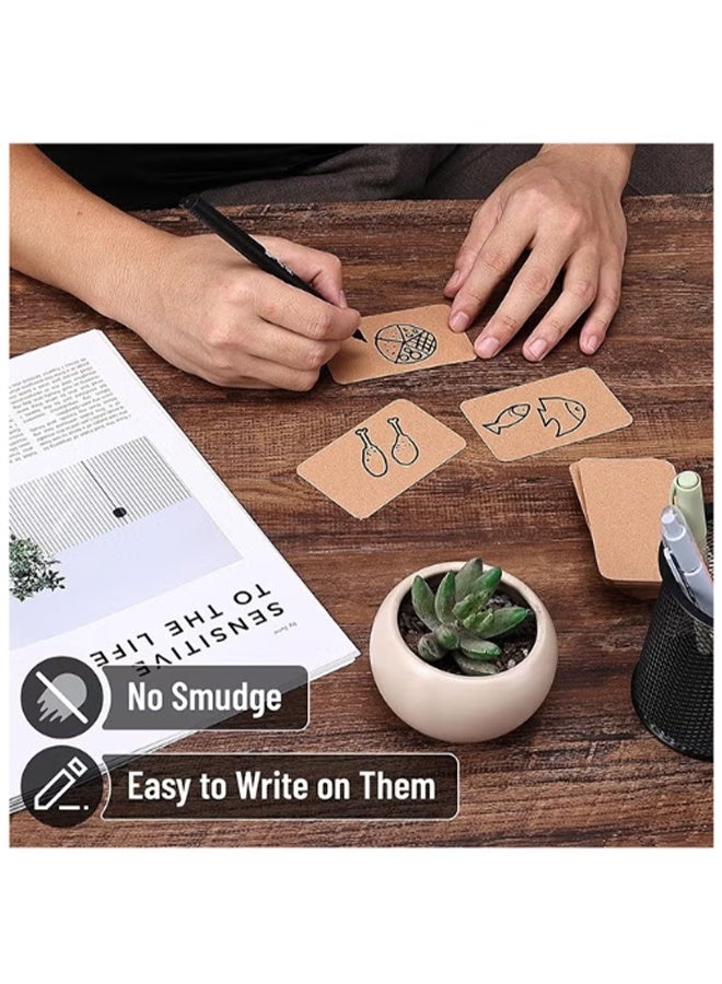 واي جيه 200 قطعة بطاقة عمل فارغة ، بطاقة تعليم ورق كرافت ، بطاقة ملاحظة ، بطاقة هدايا رسالة عيد الشكر أبيض ، لون جلد البقر - Image 3