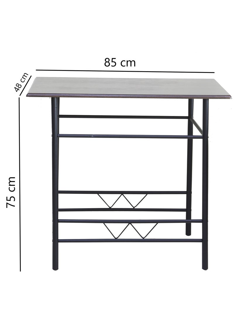 AFT - Aft Wooden Steel Metal Dining Table Chairs Set Modern Dining Room and Kitchen - B802-11 1+2 Coffee Brown - Image 1