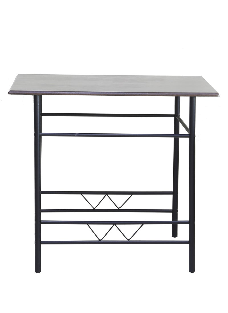 AFT - Aft Wooden Steel Metal Dining Table Chairs Set Modern Dining Room and Kitchen - B802-11 1+2 Coffee Brown - Image 1