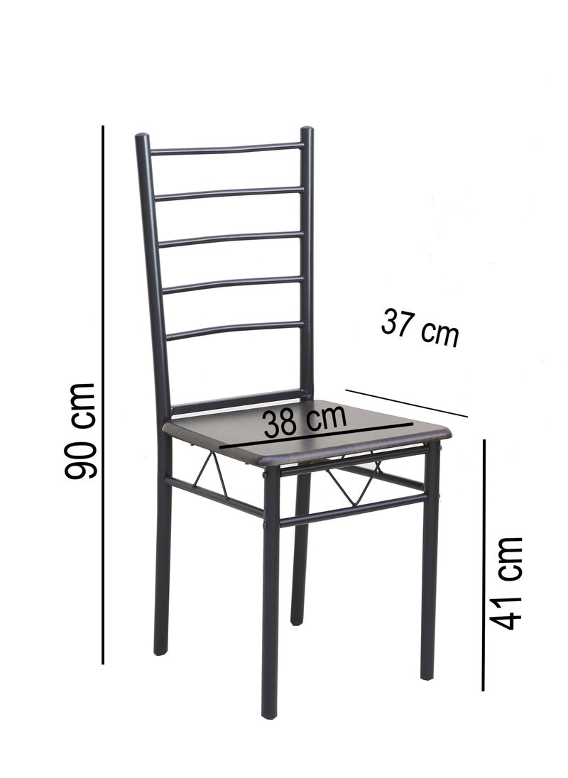 AFT - Aft Wooden Steel Metal Dining Table Chairs Set Modern Dining Room and Kitchen - B802-11 1+2 Coffee Brown - Image 1
