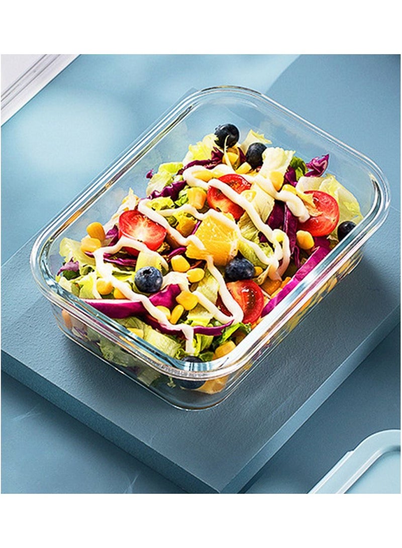 MileMelo 2-Piece Borosilicate Glass Food Container Lunch box Set 410ml and 640ml Blue/Clear  - Image 5