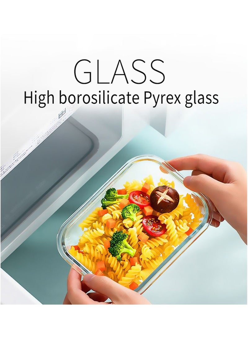 MileMelo 2-Piece Borosilicate Glass Food Container Lunch box Set 410ml and 640ml Blue/Clear  - Image 4