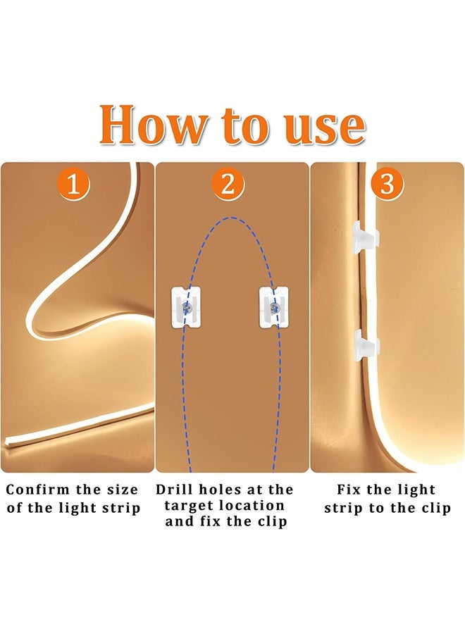 Waterproof LED Strip Mounting Clips Holder Mounting Bracket Neon Mounting Clips Fixing Clamps Holder with 50 Screws for 5mm to 6mm LED Strip Lighting, Translucent, Pack of 50 - Image 4