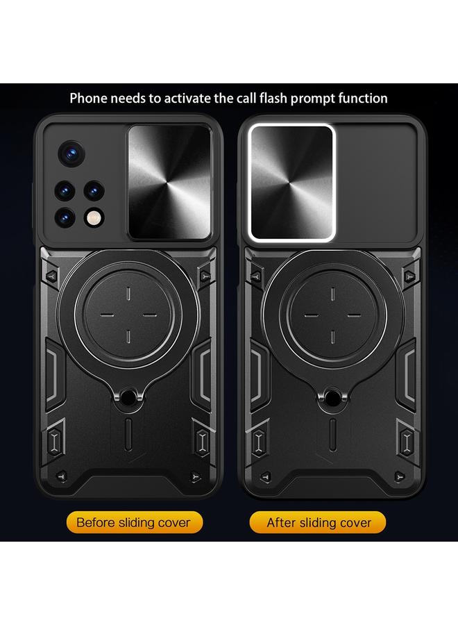 erorex Case For Xiaomi Redmi Note 11 Global CD Texture Sliding Camshield Magnetic Holder Phone Case - Image 5